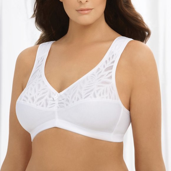 Glamorise 48F 48G (Stretch-To-Fit) Bra WIDE STRAPS = Shoulder Comfort White NEW - Picture 8 of 16